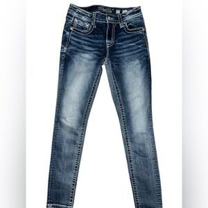 Miss Me Hailey Skinny Jeans Blue Denim Thick Stitch Size 27